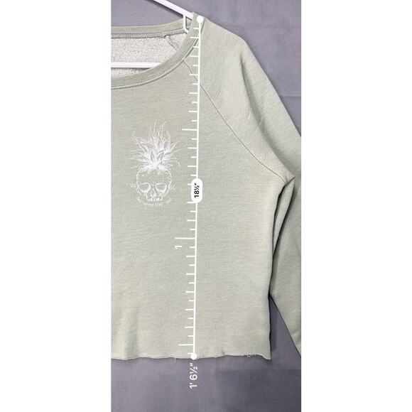 Independent Trading Compang Cropped Sweater Sage XS Skull Boho Fairycore Pastel - Picture 5 of 7